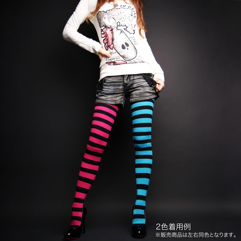 SOXXI Long Thigh-High Socks, Bordered Women's, 22-25 cm, Made in