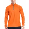 Mens 1/4 Zip Pullover Running Moisture Wicking(Orange,Large)