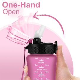 GOPPUS 350ml/12oz Kids Water Bottles With Straw Toddler Drinks Bottle for School Leakproof Children's Bottle with Time Marking Small Bottle BPA free Tritan Sport Bottle Juice Bottles for Girls Boys