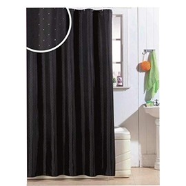 Luxury Black or White Glitter Diamante Polyester Shower Curtain with Weighted Hem Black Diamante