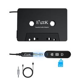 Elook Cassette to Bluetooth Adapter for Car, 5.1 Bluetooth Receiver Kit for Cassette Aux Adapter with 3.5 MM Auxillary Cable, Black