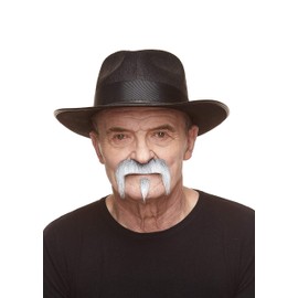 Mustaches Self Adhesive Grandpa's Fake Mustache, Novelty, False Facial Hair, Costume Accessory for Adults, Gray with White Color