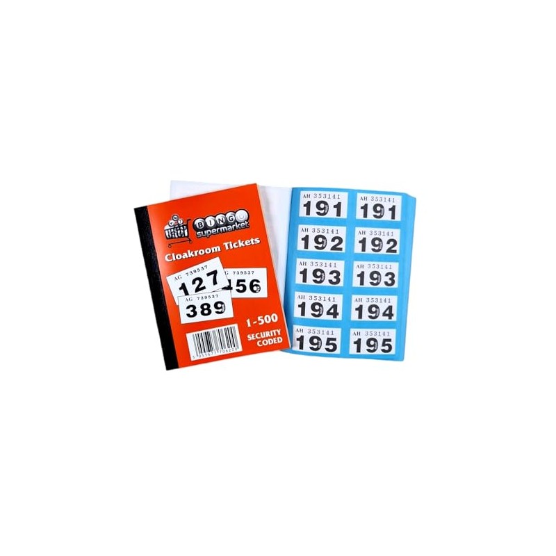 Bingosupermarket Raffle Tickets 1-500 Cloakroom - Assorted Colours bordered (Green)