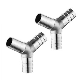 Happyreise 304 Stainless Steel 1-1/4"x 1-1/4" x 1-1/4" Hose Barb Fittings, Y Shape 3 Way Barb for Fuel/Gas/AIR/Lquid Ect Splitter (2 Packs)