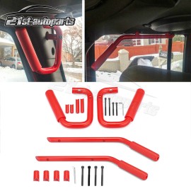 21ST Red Rust Front & Rear Grab Roll Bar Handles For 2007-2018 Jeep Wrangler JK JKU