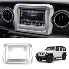 RT-TCZ GPS Navigation Panel Frame Trim Cover Decoration 7 inch Car Accessories Carbon Fiber ABS for Jeep Wrangler JL 2018 2019 2020 Rubicon Silver