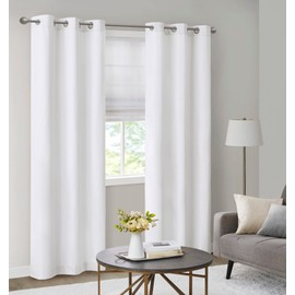 Madison Park Galen Basketweave 2-Panel Pack Window Curtain, Room Darkening, Grommet Top Easy to Hang, Fits up to 1.25" Diameter Rod, 40" W x 84" H White