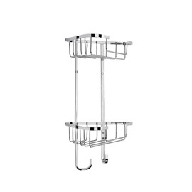 Croydex Two Tier Stainless Steel Medium Corner Basket Shower Caddy, 10 Year Rust Free Guarantee