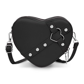 WisePoint Heart Shaped Bag, PU Leather Small Crossbody Bags Heart Shaped Crossbody Purse, Heart Purse Small Crossbody Bag (black)