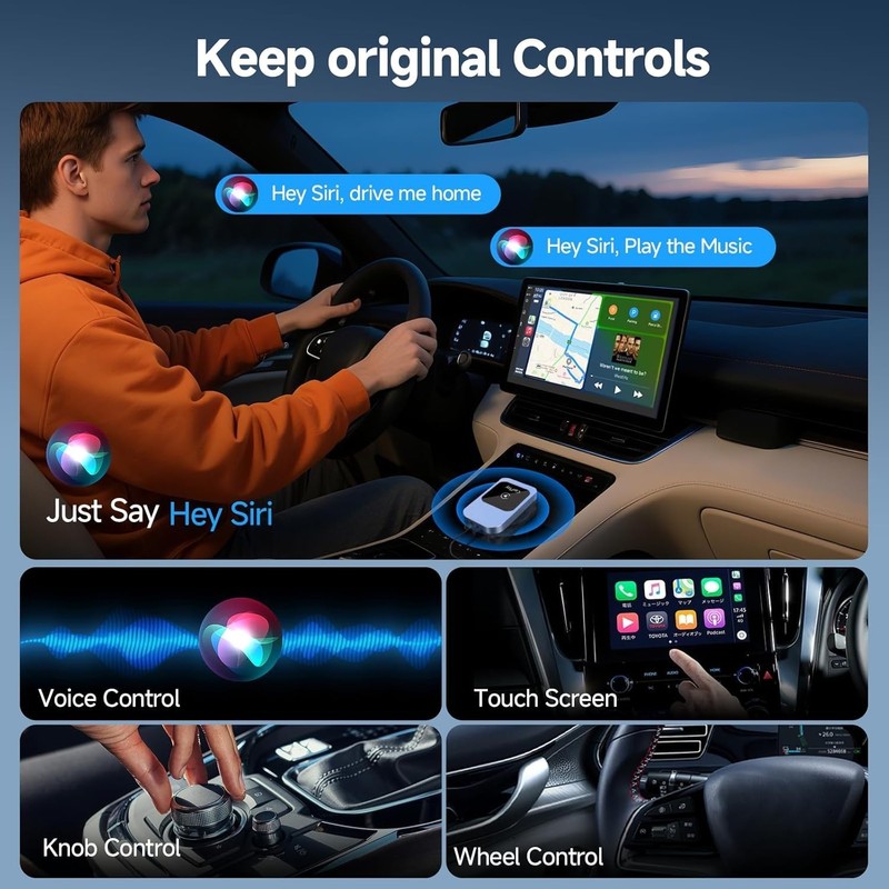 2 in 1 Wireless Adapter for CarPlay/Android Auto-Compatible with iOS
