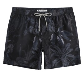 Turnshine Mens Swim Trunks 5 Inch Swimming Shorts with Mesh Lining Quick Dry Bathing Suits for Men Swimwear Banana Black X-Large