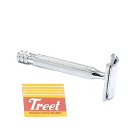 OdontoMed2011® Double Edge Stainless Steel Shaving Safety Razor - Men's Classic with 5 Pcs Double Edge Razor Blades BTS-314