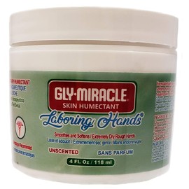 GLY MIRACLE Laboring Hands Skin Humectant 4 oz Gel Hand Cream Protective Layer Locks Intense Moisture to Repair Extremely Dry Cracked Callous Hands & Cuticles; Smooths & Softens; UNSCENTED