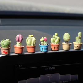 NMOHYDEU Mini Plants Car Dashboard Decorations,Cactus Ornament 7Pcs Car Plant Decor for Home Desk Miniature Cacti Figurines for Car Interior Accessories
