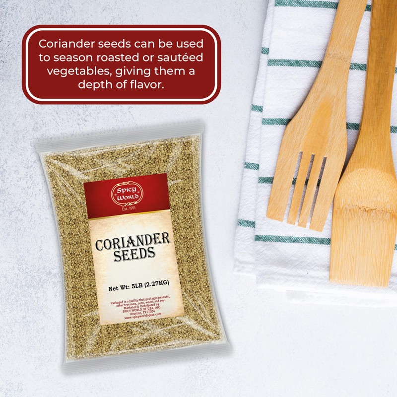 Spicy World Coriander Seeds 5 Pounds Bulk - Pure Indian