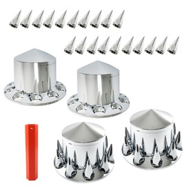 WFLNHB 4 Pack of Rear Screw-on Lug Covers 33mm Nut Covers Spiked Removable caps Replacement for Semi Truck Hub Cover Wheel Set Rear ABS Plastic Axle Wheel Cover Set