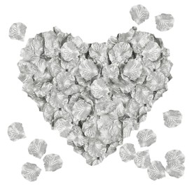 IONSGAKO 300PCS Silver Artificial Silk Rose Petals Fake Rose Flower Petals for Valentine's Day Romantic Night Wedding Proposal Anniversary Party Decorations(Silver)