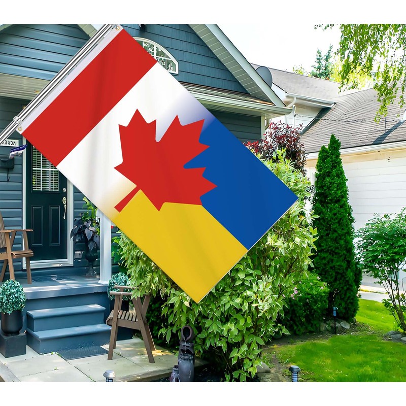 Ukraine Canada Flag,3x5 FT Ukrainian Canadian Flag,36x60 Inch Large Digitial