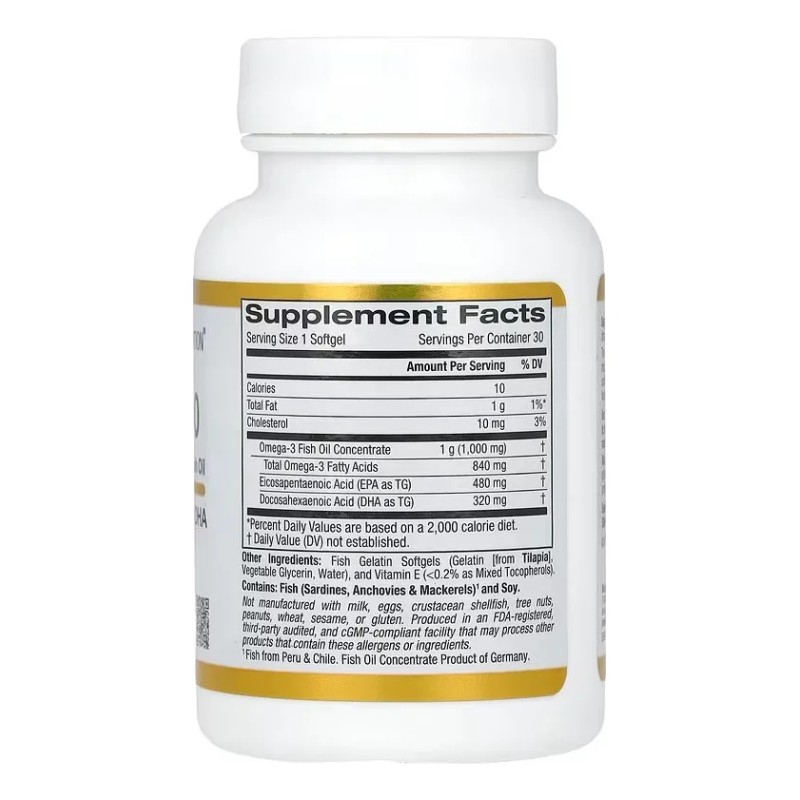 Aceite de pescado de grado farmacéutico Omega 800 1000 mg