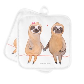 Mr. & Mrs. Panda Set of 2 Pot Holders Sloth Couple Gift Pot Holder with Saying Sloth Gift Lovers Pot Coasters Together