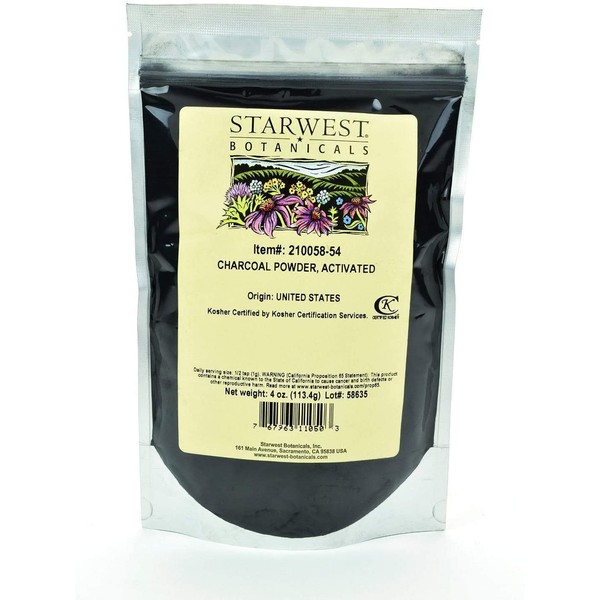 Starwest Botanicals Charcoal Powder Activated, 4 Ounces