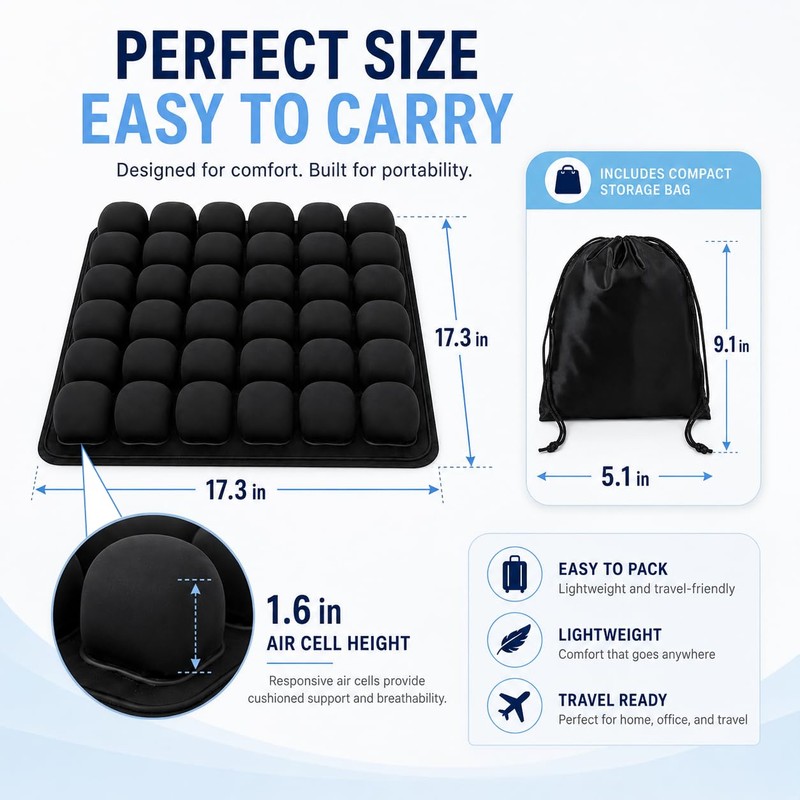 Soudur Airplane Seat Cushion,Inflatable Seat Cushion with Built in Press