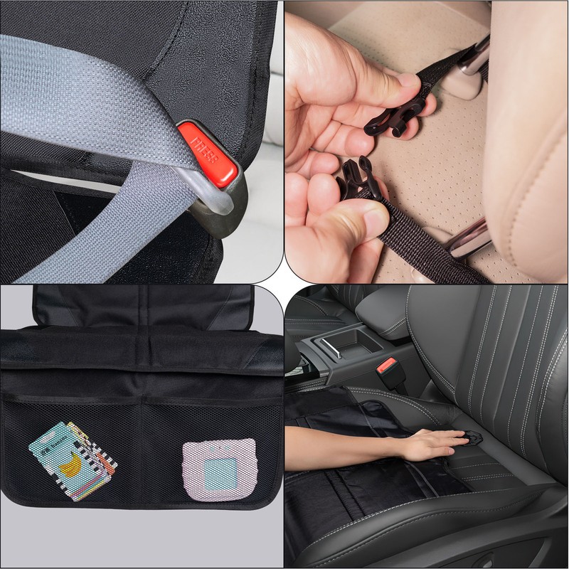 Baby Car Seat Protector with Mesh Storage Pocket Wear Resistant
