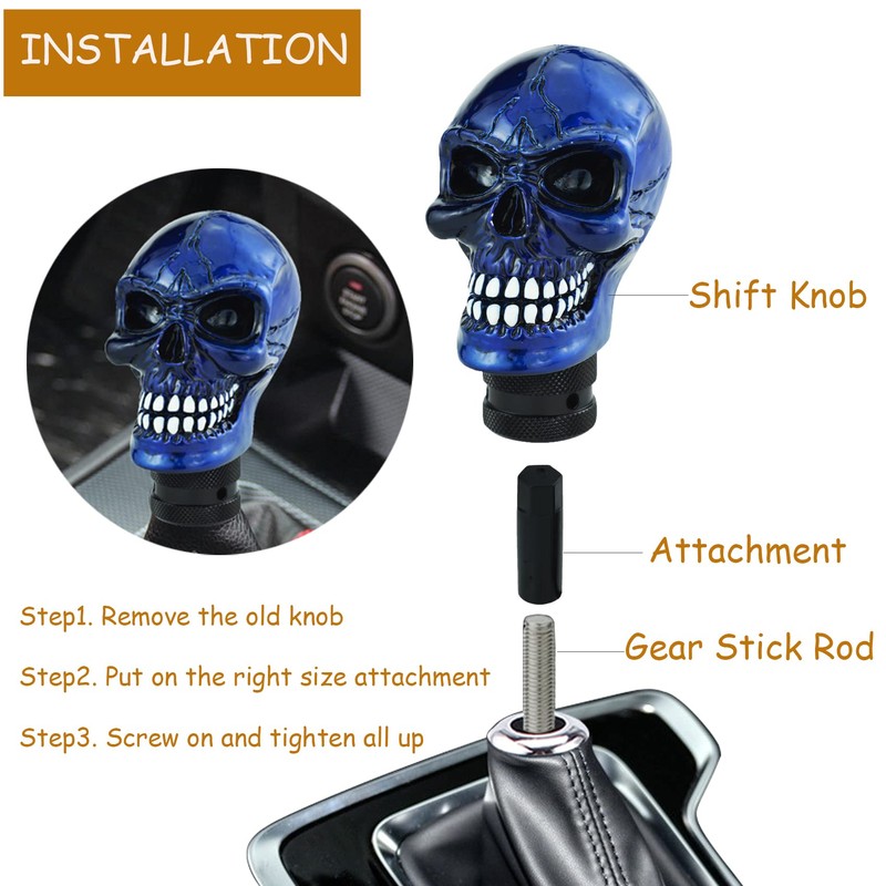 Temzzer Skull Resin Transmission Shift Lever Knob Heavy Shiny Vehicle