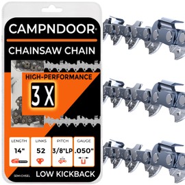 14 Inch Chainsaw Chain 3/8" LP Pitch, .050" Gauge, 52 Drive Links - Lifesaving Mission Chainsaw Replacement Chain - 60HRC Chromed 900lbf Tough - Low Kickback, Yake Ire Hardened - 3 Pack Fit Top Brands