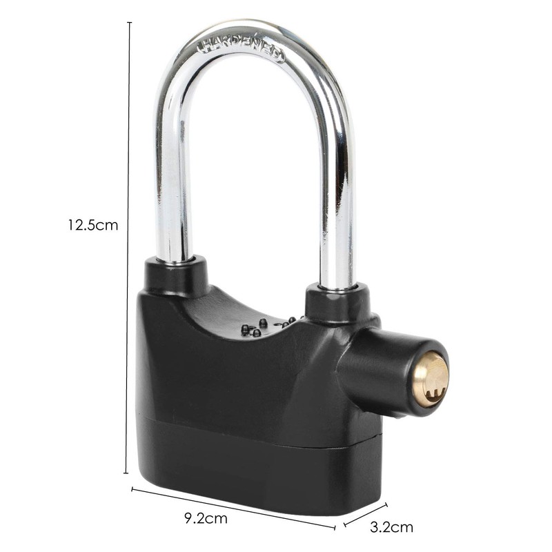 TRIXES 110db Alarmed Heavy Duty Weatherproof Long Shackle Padlock