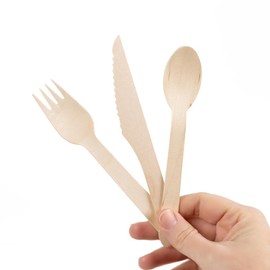 6 Inch Wooden Forks (100 Pcs) Disposable Forks Sturdy Utensils, Guilt Free Convenience (Wood)