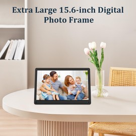 15 inch Digital Picture Frame with Wall Mounting Bracket,1920x1080 Digital Photo Frame Support 1080P Video, Music, Slideshow, Breakpoint Play, Adjustable Brightness, Remote