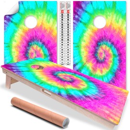 Cornhole Board Wraps and Decals Cornhole Wraps for Boards Set of 2 Corn Hole Decal, Skins Professional Vinyl for Boards Covers Sticker Vinyl Wraps (Rainbow Tie Dye)