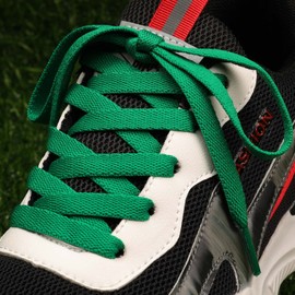 Puzeam 2 Pairs Premium Shoelaces Flat Tear-Resistant Shoe Laces 8 mm Wide Replacement Shoelaces for Trainers, Trainers, Sports Shoes - Green 120