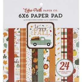Echo Park Paper Company Happy Fall Paper Pad, 6 x 6 inch, Orange, Red, Teal, Brown, Yellow