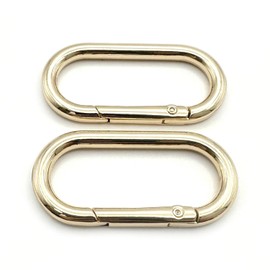 Wenreykeji 2 Pack Oval Carabiner Clip, Spring O Ring Keychain Purse Clips for Handbags, Metal Round Buckle Key Rings Key Hook Clip (Gold)