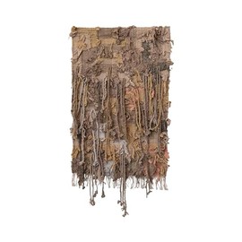 Creative Co-Op Woven Cotton Chindi Wall Hanging with Wood Hanger and Fringe, Multicolor