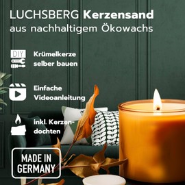 LUCHSBERG® Kerzensand | Wachskerze selber machen - mit 5 x Kerzendocht und Kerzensand | Kerzen selbst herstellen | Geschenkset mit nachhaltigen Pflanzenwachs (M)
