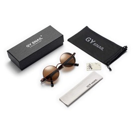 GY Polarized Steampunk Sunglasses, Round Gothic Shades for Women Mens, Punk Style Metal Frame, UV400 Protection (Brown)