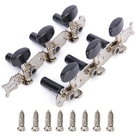 CHENNAN Pack of 2 Metallic Replacement Parts Guitar Tuning Pegs Classic 3R + 3L Guitar Machine Heads Buttons Tuning Pegs Tuner for Guitar Universal Size for Acoustic Guitars (Black)