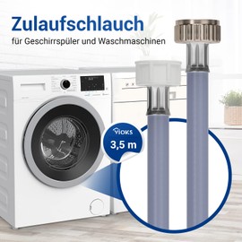 VIOKS Hose Extension Inlet Hose Washing Machine 3.5 m 25 °C Straight/Straight Water Connection Extension for Washing Machine and Dishwasher