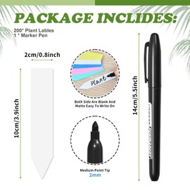 Plant Labels 200 Pcs Yuanling for Seeding Plastic Waterproof Plant Name Tags Garden Labels Marker Garden Pots Stakes for Outdoor Potted Plants Belt Permanent Marking Pen (White)