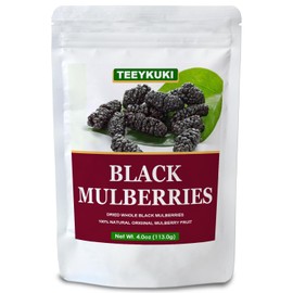 Premium Dried Black Mulberry 4oz (113g), Natural Sweet & Tart Superfruit for Tea, Snack, or Baking, Non-GMO