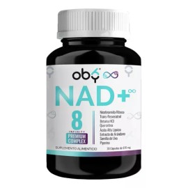 Oby Nad+ Resveratrol Potenciado 8 Ingredientes: Nr Nicotinamida Ribosa, Resveratrol, Acido Alfa Lipoico, Betaina, Quercetina, Piperina, Uva, Arandano | Precursor Nad Nmn Infinity 100% Vegano 30 Dias