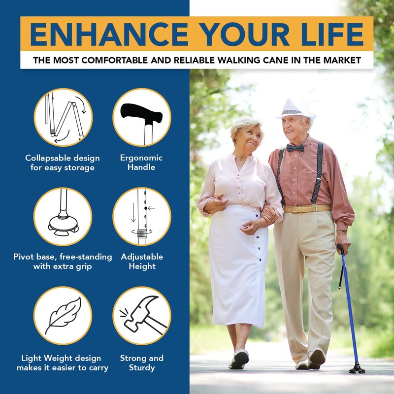 Walking Cane - Folding Canes for Women for Stability, Adjustable