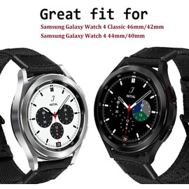 OTOPO Compatible Galaxy Watch 5/4 Band 40mm 44mm, Galaxy Watch 5 Pro Band, Watch 4 Classic 42mm 46mm Bands,Active 2 Bands, 20mm Premium Nylon Sport Wrist Band Replacement Bracelet for Men Women Black