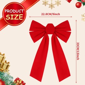 CCINEE 12Pack Red Velvet Christmas Bows, 13 X 9 Inches Large Christmas Decorative Bows Xmas Wreath Bows for Wreath Garland Christmas Tree Topper Decoration Home Party Supplies