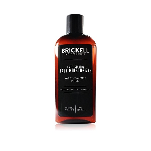 Brickell Men's Daily Essential Face Moisturizer for Men, Natural and Organic Fast-Absorbing Face Lotion with Hyaluronic Acid, Green Tea, and Jojoba, 4 Ounce, Unscented