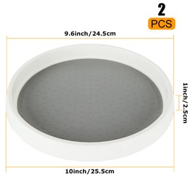 LOLYSIC 2 Pcs Lazy Susan Turntable, 25cm / 9.8" Rotating Cupboard Organiser Spice Rack Condiments Holders for Kitchen Cupboard Cabinet Fridge