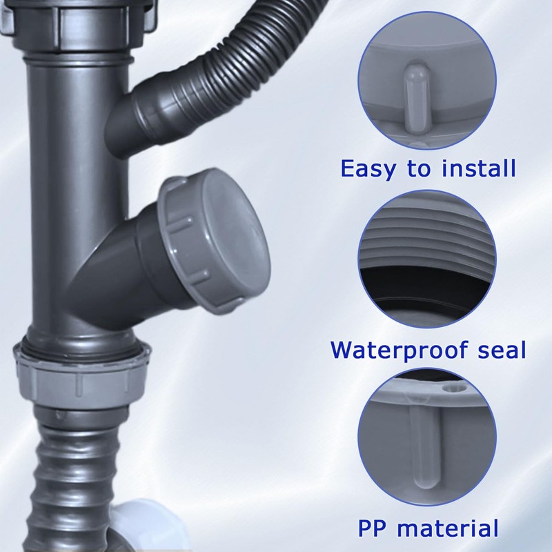 2 Pcs 45mm Kitchen Sink Waste Pipe Blanking Cap, Female